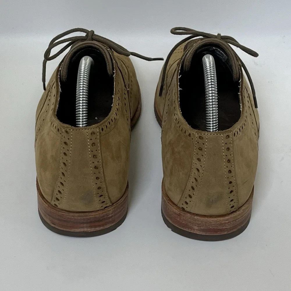 Rockport Brown Suede‎ Leather Tan Wingtip Oxford Dress Shoes Men's 9 Worn Once
